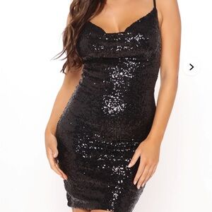 Black Sequin Dress from fashion nova